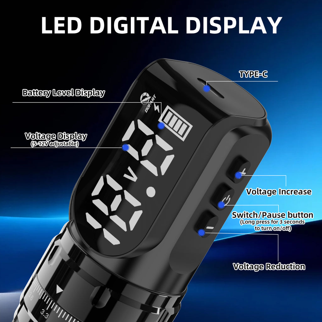 New Tattoo Machine T9 Wireless Adjustable Stroke Rotary Tattoo Pen with LED Display For Tattoo Artists Studio Tattooists