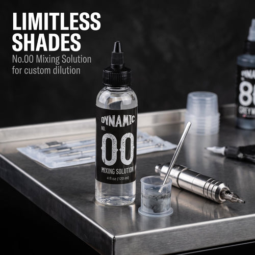 5 Bottles Dynamic Grey Wash Tattoo Ink Kit 4oz | Mixing Solution + 4 Shades Grey Tattoo Ink for Shading & Realism Art