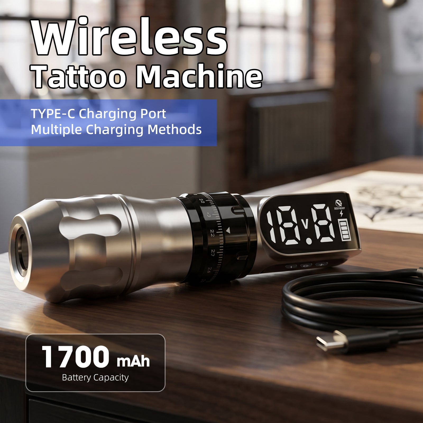 New Tattoo Machine T9 Wireless Adjustable Stroke Rotary Tattoo Pen with LED Display For Tattoo Artists Studio Tattooists