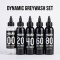 5 Bottles Dynamic Grey Wash Tattoo Ink Kit 4oz | Mixing Solution + 4 Shades Grey Tattoo Ink for Shading & Realism Art